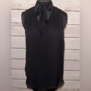 apt. 9 Womens black sleeveless blouse, size M, tie neck detail, stylish top🖤🛍️